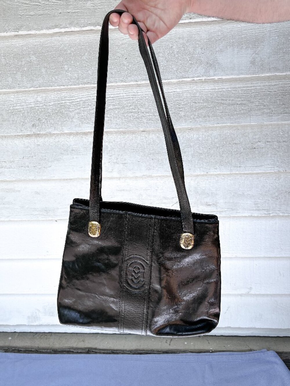 Vintage Marino Orlandi Black Leather Shoulder Bag Made in Italy